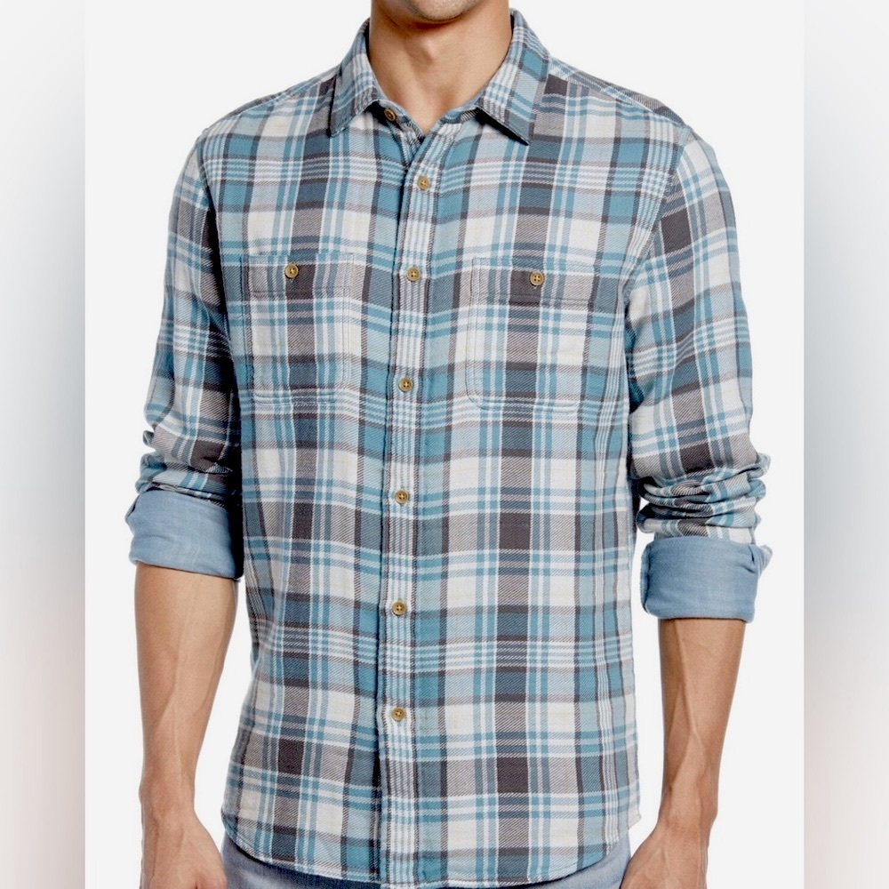 Faherty Brand Road Trip Stretch Shirt OCP-OCEANA PLAID Size Small EUC NWT